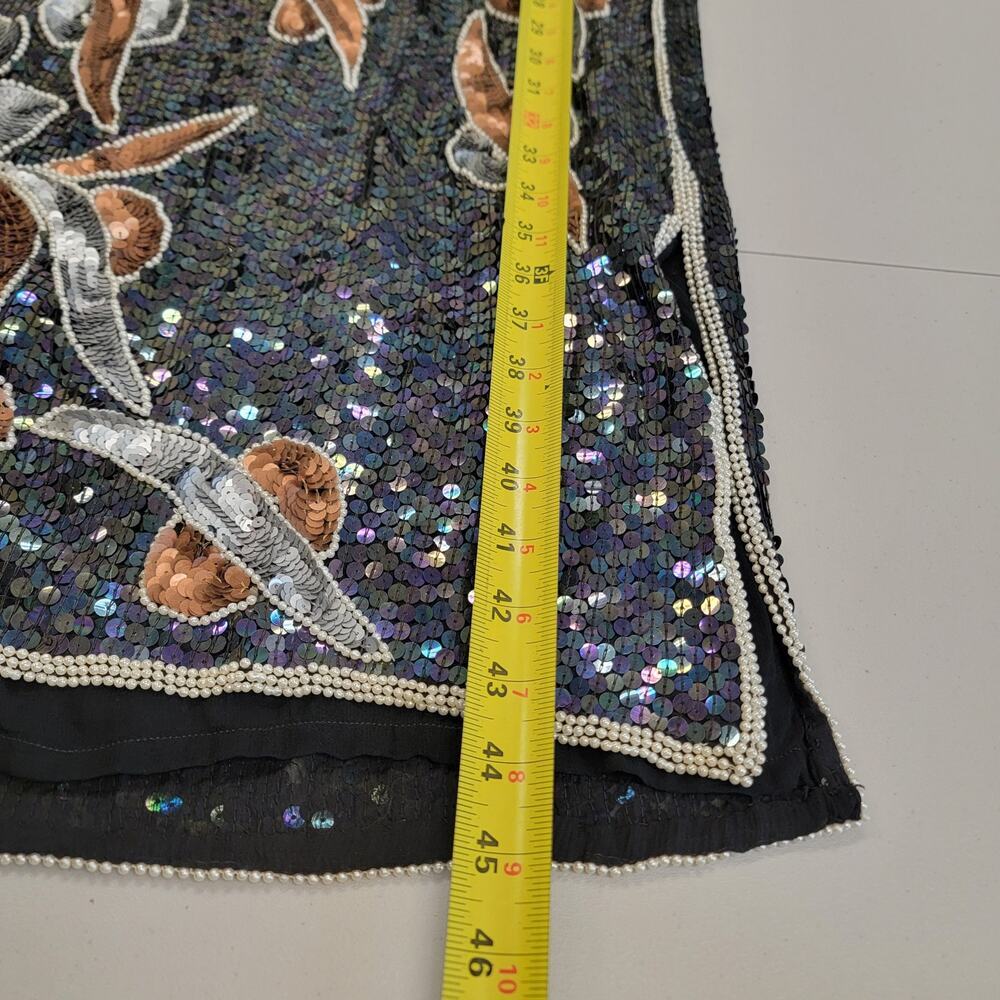 Gorgeous Sequin Sheath Dress | Modest Glam Vintage Silk - Picture 11 of 12